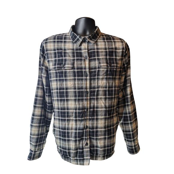 LL Bean Fleece Flannel Shirt Jacket Men Large Lined Plaid Sherpa Lumberjack Work - Picture 10 of 14